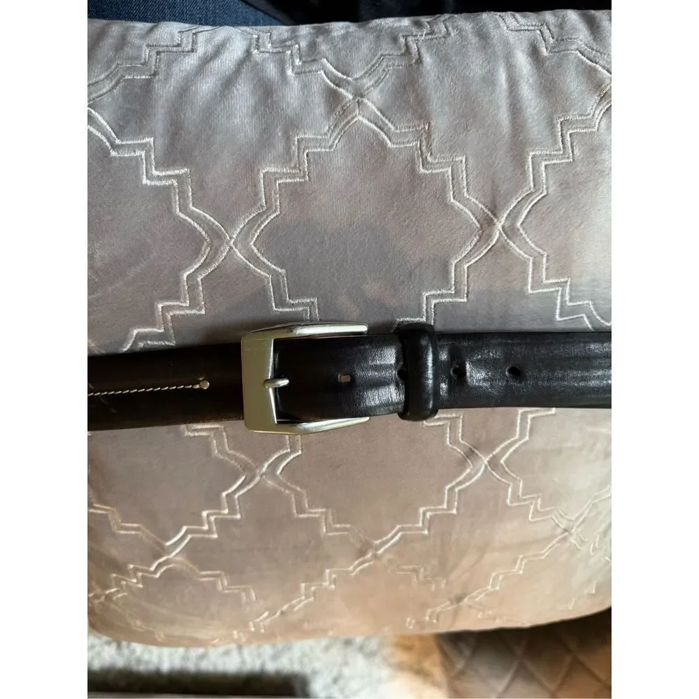 Tommy Bahama Black Leather Stitched Belt sz 40 EUC